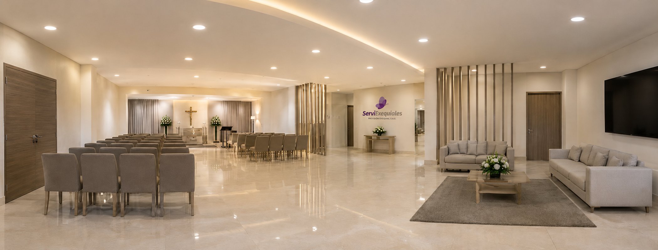 Recepción e instalaciones de ServiExequiales en el centro de Pereira